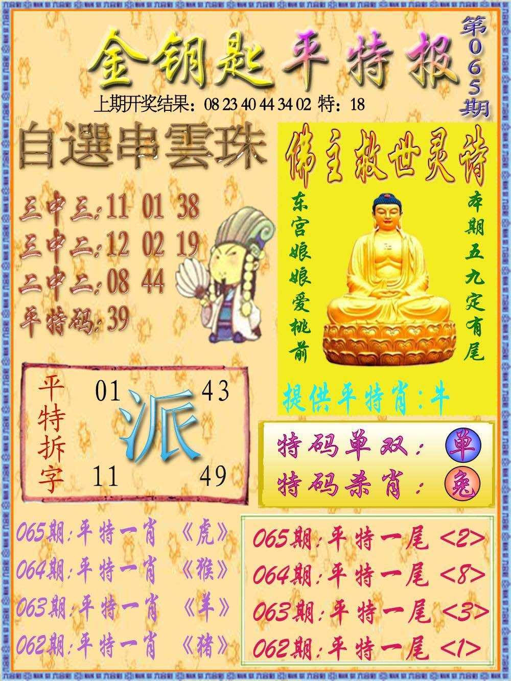 065期金钥匙平特报[图]