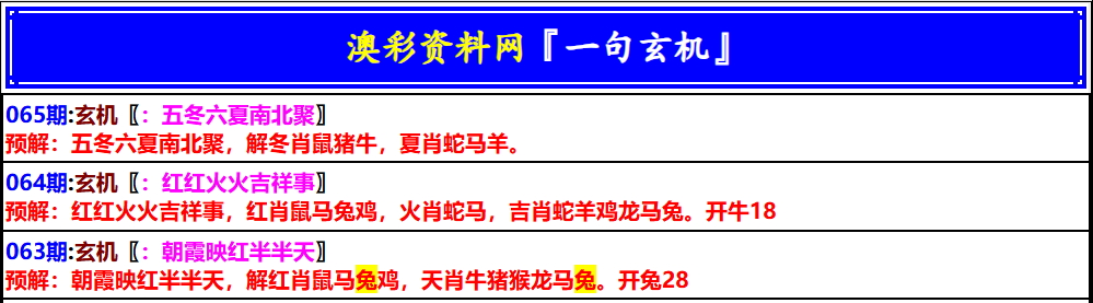 065期澳门一句玄机[图]