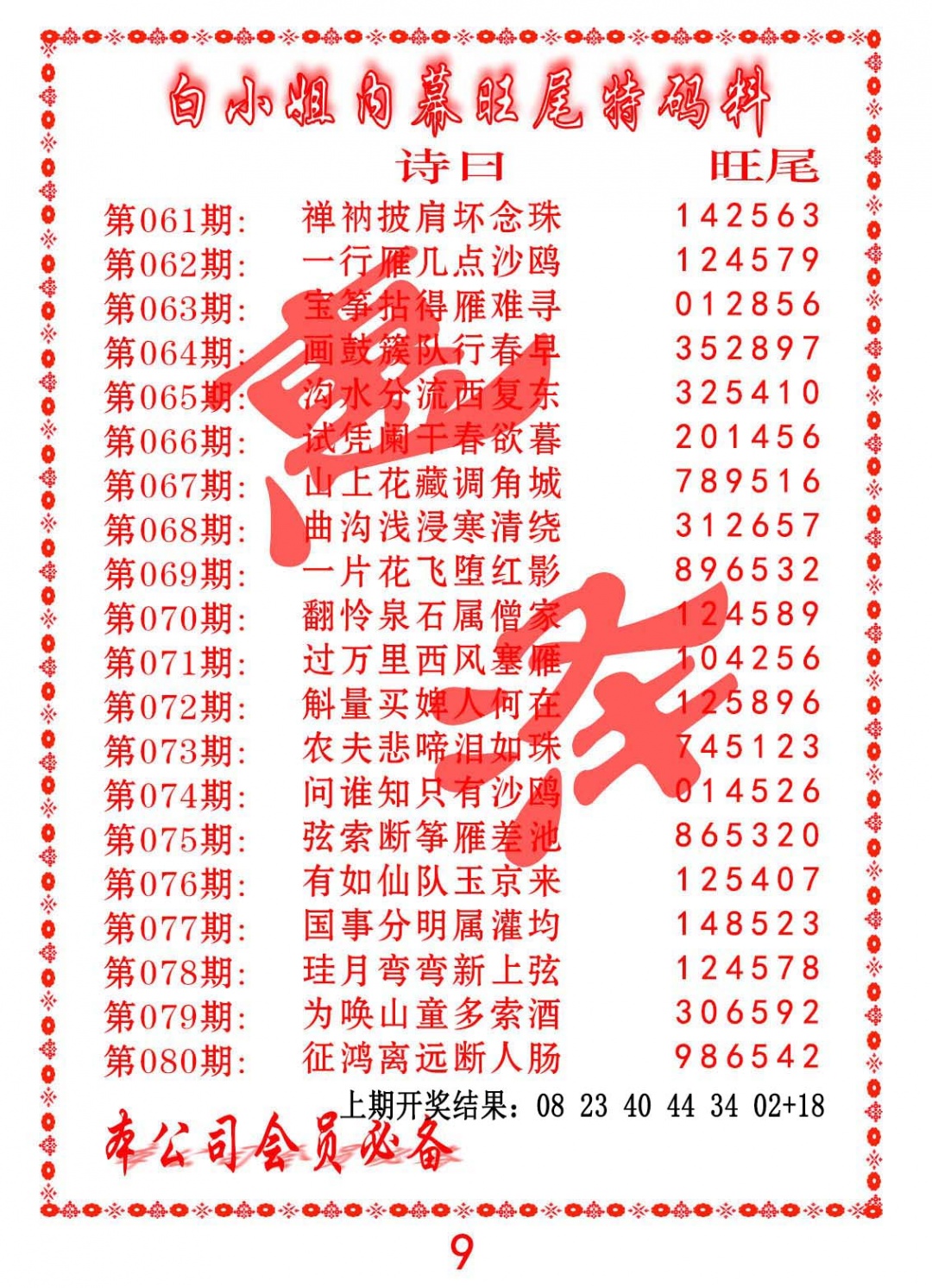 065期内幕旺尾特码料[图]