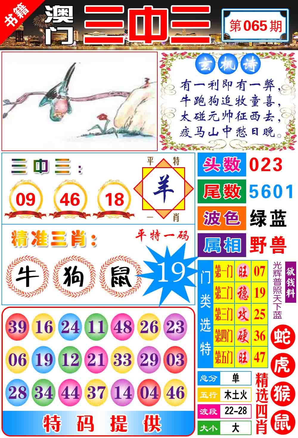 065期澳门宝典三中三[图]