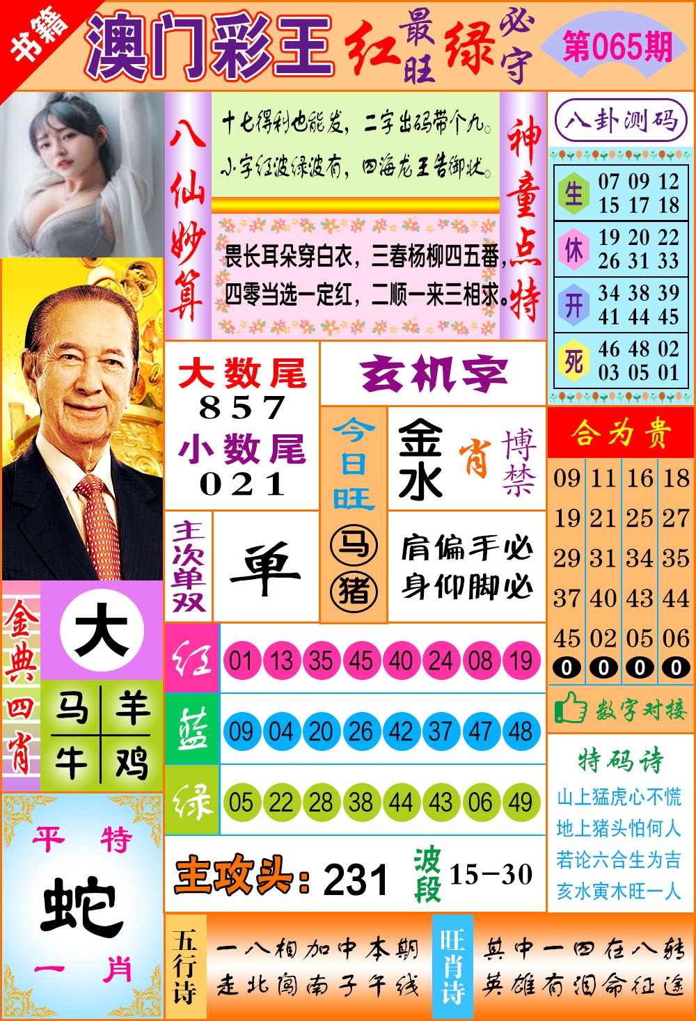 065期澳门彩王玄机[图]