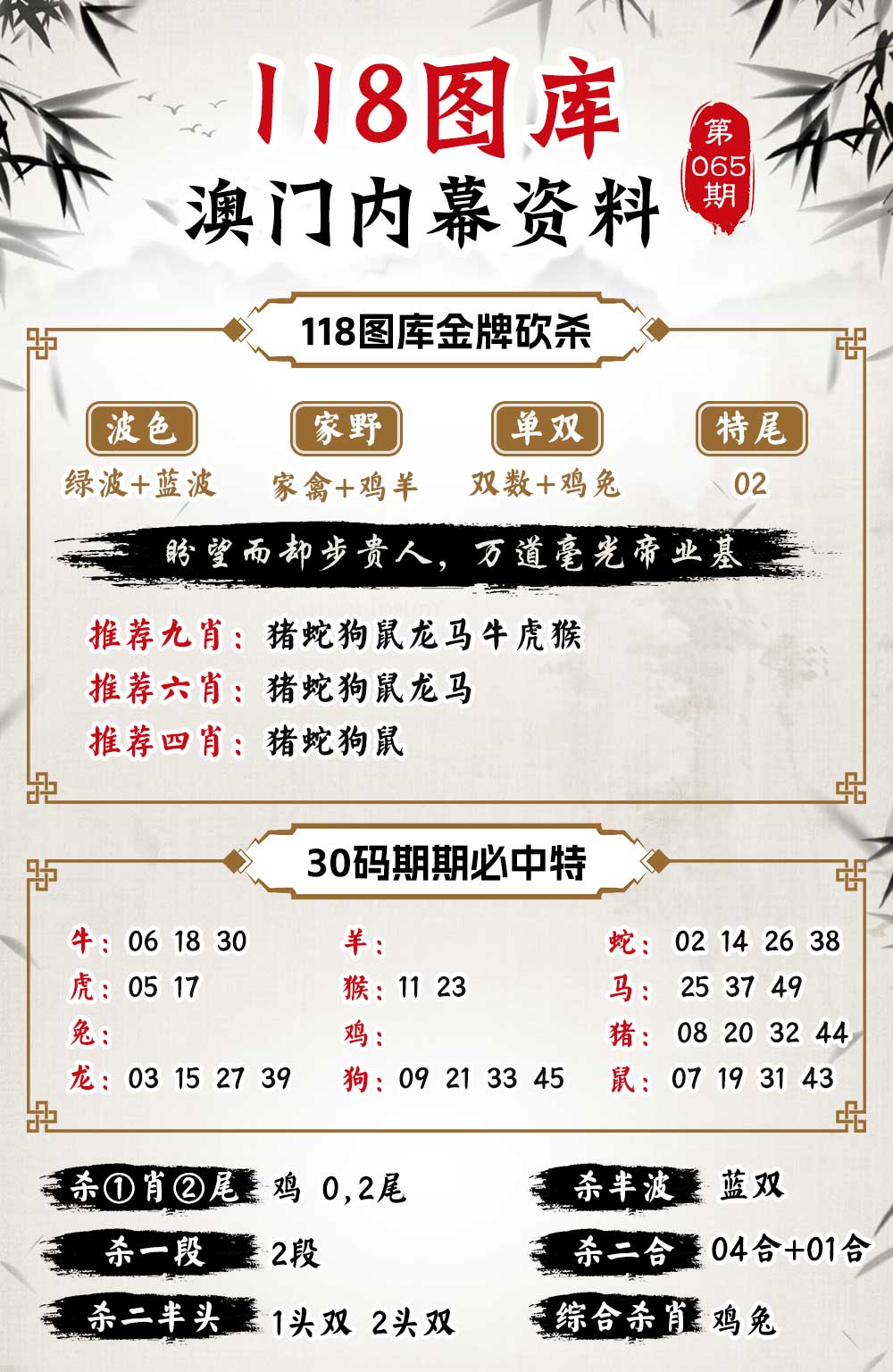 065期118内幕资料[图]