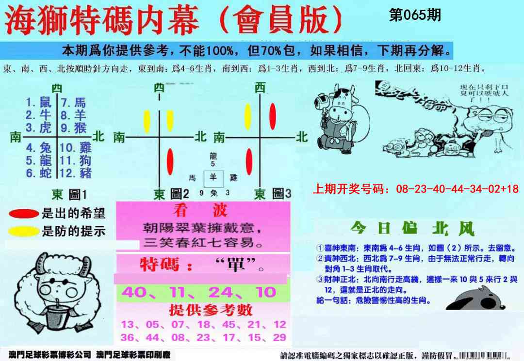 065期另版海狮特码内幕报[图]